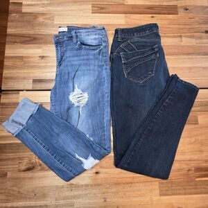 Cello Blue Asphalt Juniors 11 Jeans 2pc Lot Distressed Skinny Y2K Denim